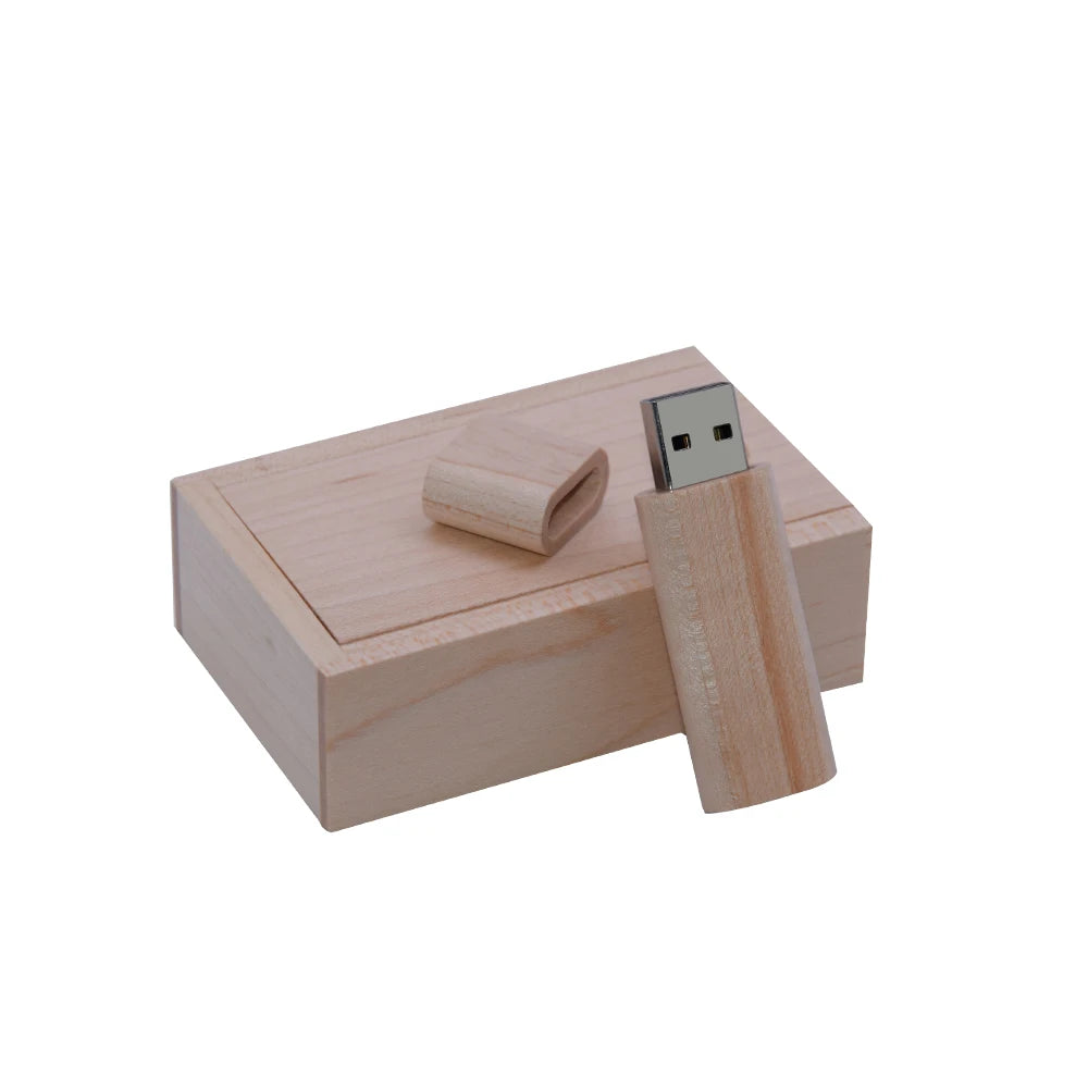 Holz USB Stick mit Box – 4GB–128GB, USB 2.0, Geschenk Speicherstick