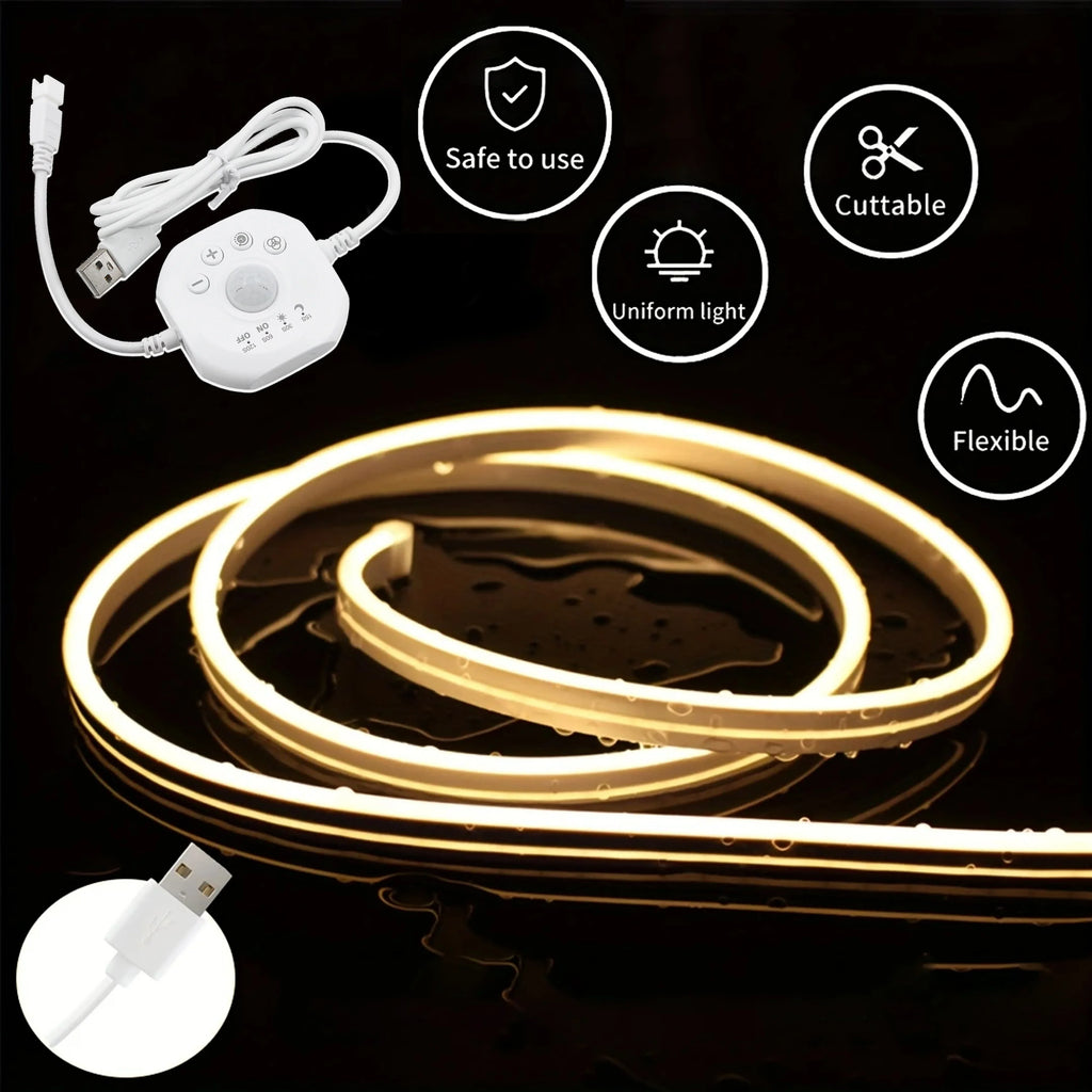 LED Sensor Lichtstreifen – USB, Bewegungssensor, warmweiß, für Bett & Schrank