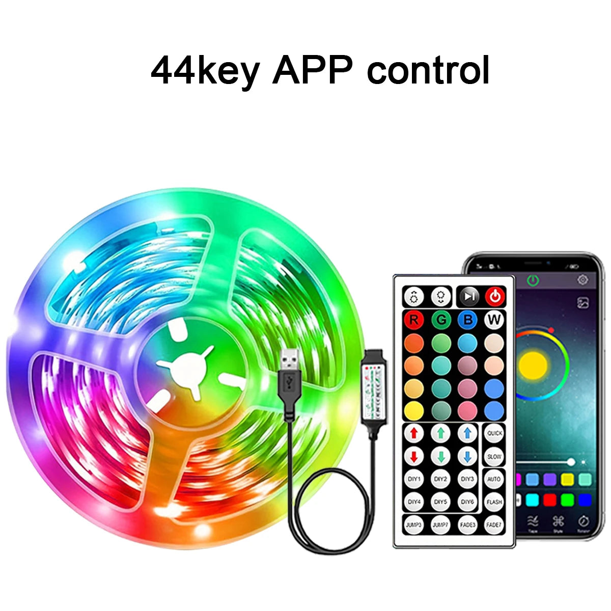 RGB LED Strip mit App & Fernbedienung – 5V USB, 1–30m, Raumbeleuchtung