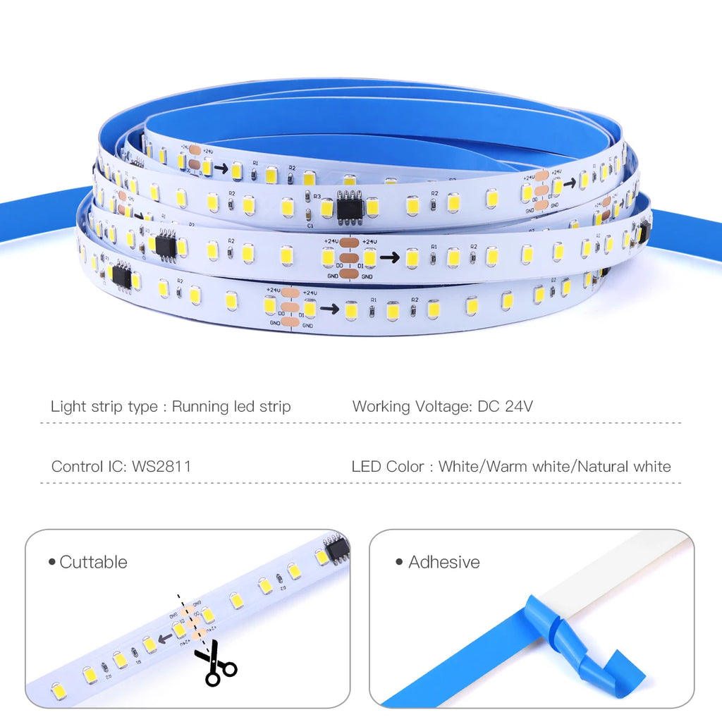 WS2811 LED Streifen 24V – adressierbar, 120 LEDs/m, Lauflichteffekte, 5m/10m Set