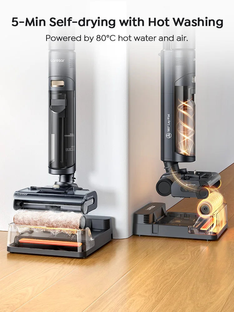 Laresar S7 Pro Nass-Trockensauger – Akku Wischsauger mit 19.000Pa, 80°C Selbstreinigung & 5-Min Trocknung
