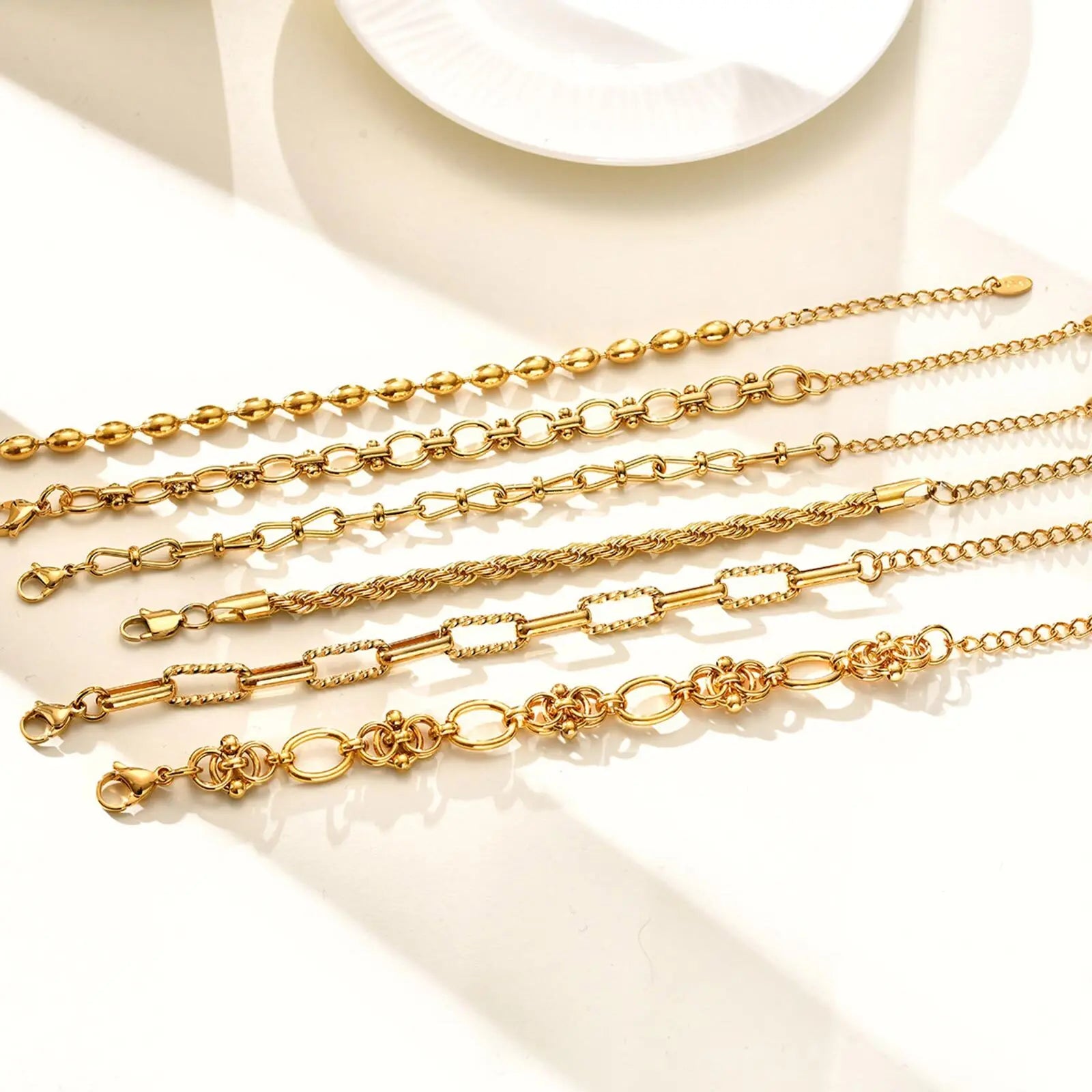 Chunky Gold Edelstahl Armband – 18 Varianten