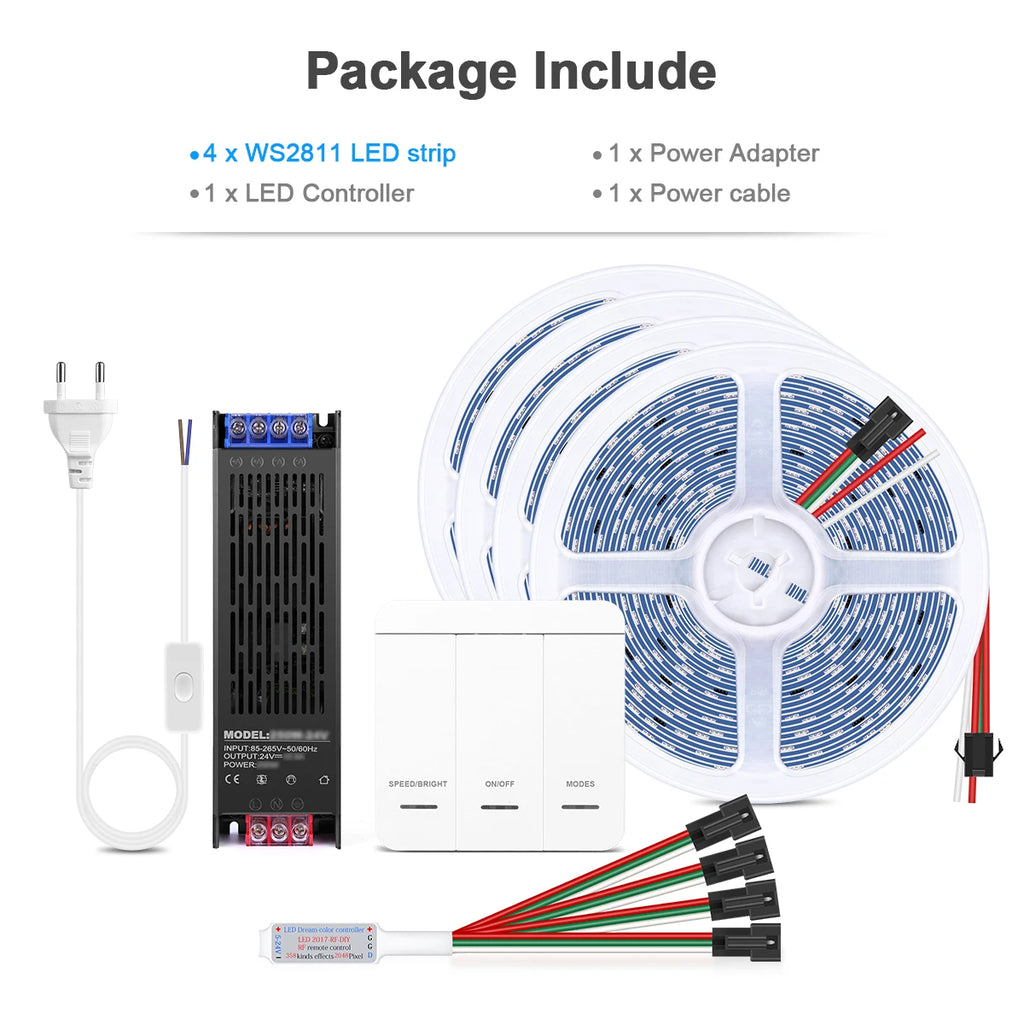WS2811 LED Streifen 24V – adressierbar, 120 LEDs/m, Lauflichteffekte, 5m/10m Set