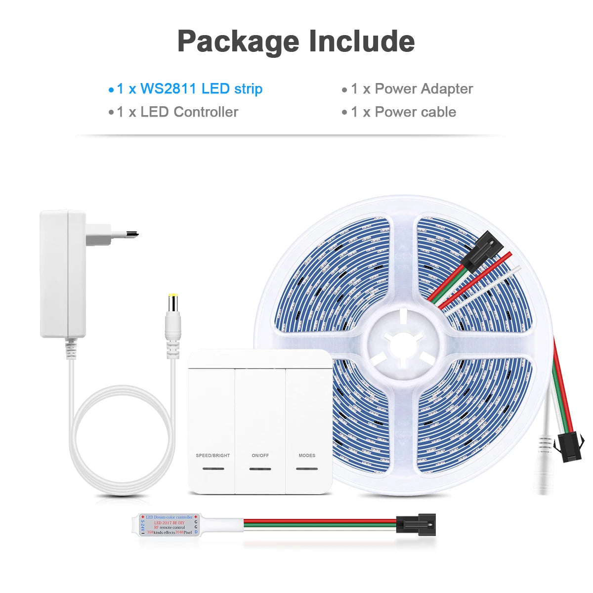 WS2811 LED Streifen 24V – adressierbar, 120 LEDs/m, Lauflichteffekte, 5m/10m Set