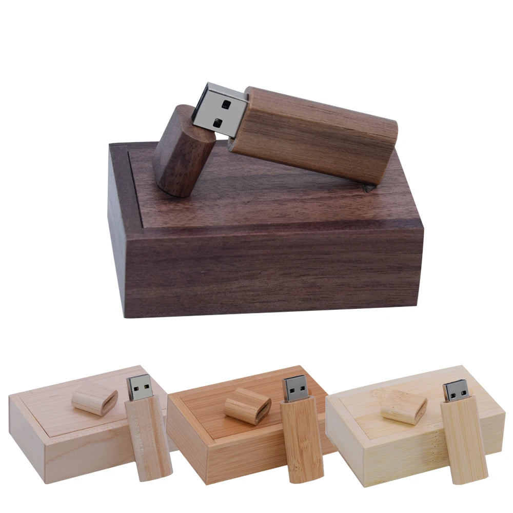 Holz USB Stick mit Box – 4GB–128GB, USB 2.0, Geschenk Speicherstick