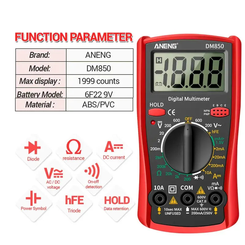 DM850 Multimeter – Digitaler Spannungs- & Stromtester