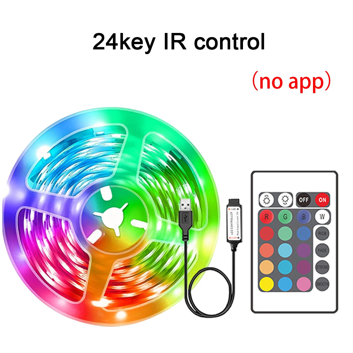 RGB LED Strip mit App & Fernbedienung – 5V USB, 1–30m, Raumbeleuchtung