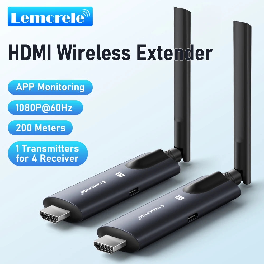 Lemorele Wireless HDMI Transmitter & Receiver – 200m Full HD, kabellose Bildübertragung