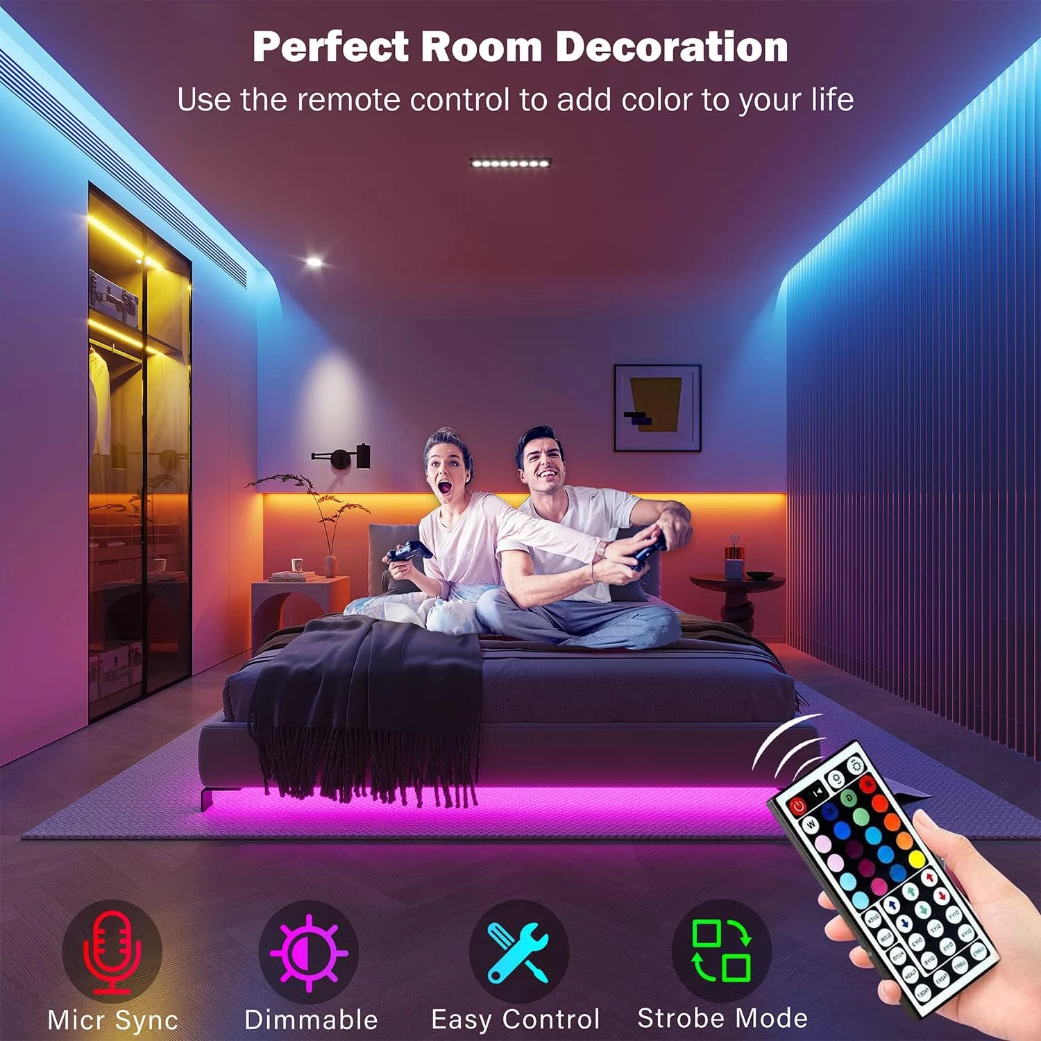 RGB LED Strip mit App & Fernbedienung – 5V USB, 1–30m, Raumbeleuchtung