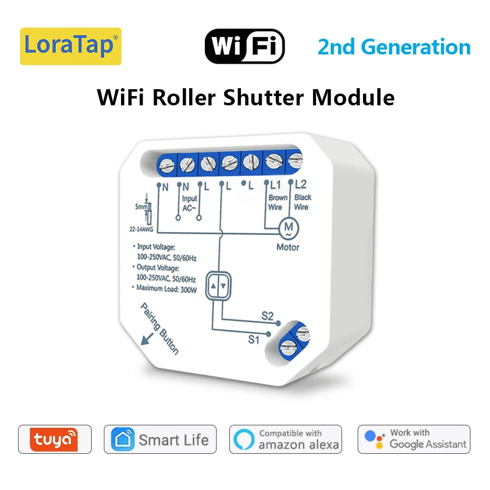 LoraTap WiFi Smart Rolladen Schalter Modul – WLAN Steuerung für Rollläden & Jalousien, App & Sprachsteuerung