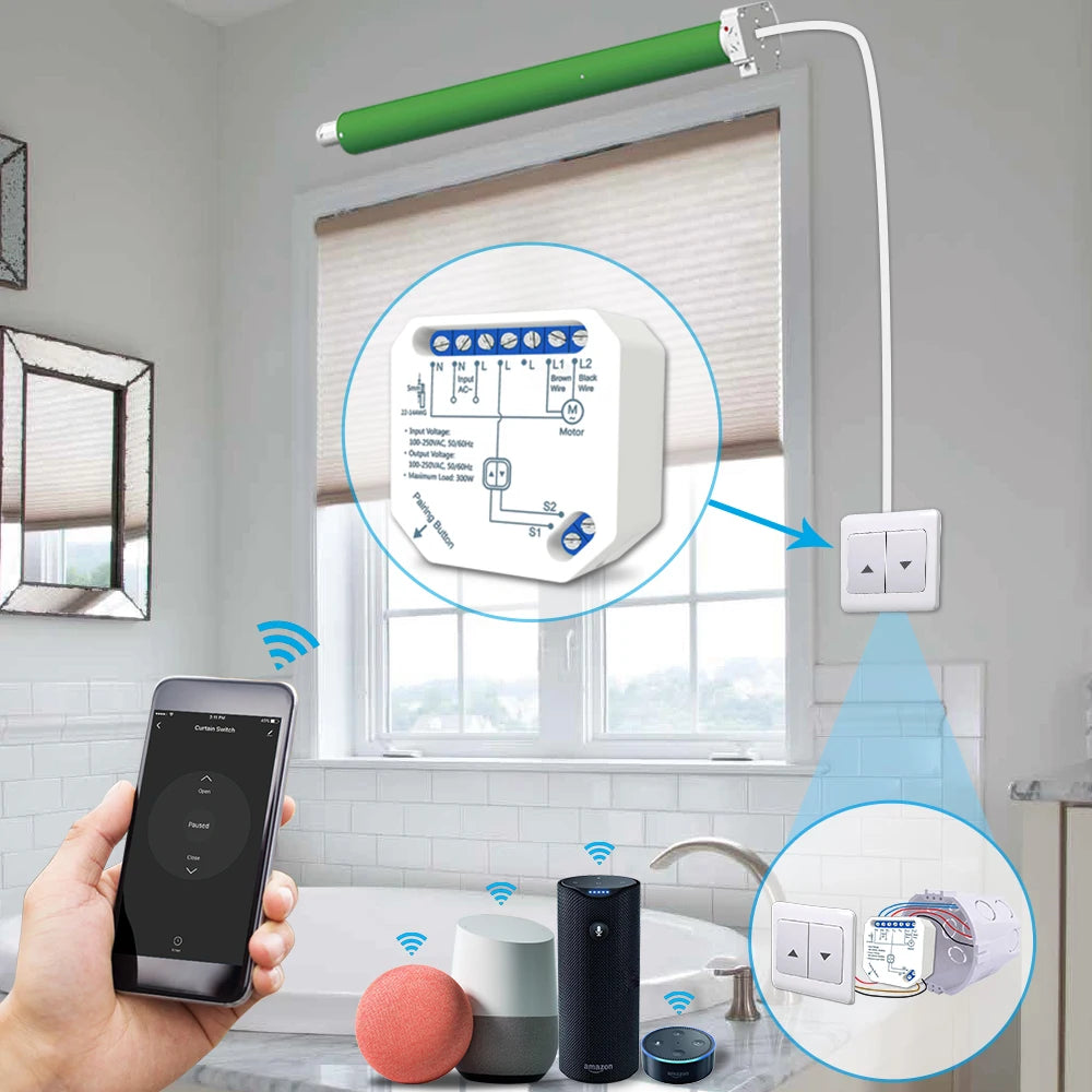 LoraTap WiFi Smart Rolladen Schalter Modul – WLAN Steuerung für Rollläden & Jalousien, App & Sprachsteuerung